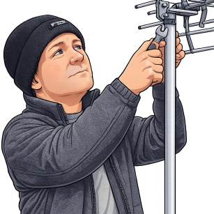 TV aerial installation in bath Kevin is installing a TV aerial on to a home in bath