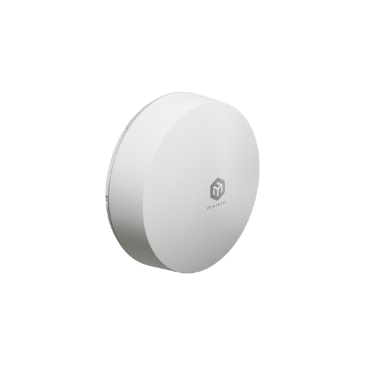 Mikrotik 5G External Router Round, flat white device with a central logo, likely a wall-mounted speaker or alert system.