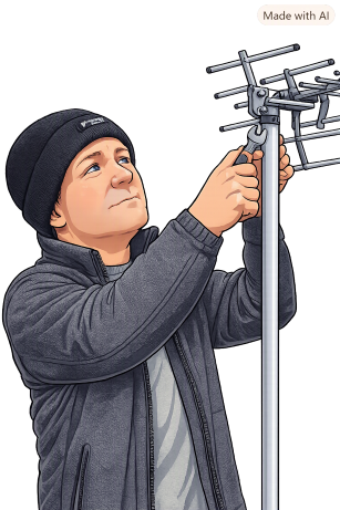 TV Aerial installation Kevin installing a TV Aerial- Installing TV aerials throughout Somerset, Wiltshire, Dorset and Bath