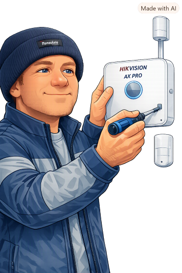 AX Pro installation in bath kevin installing an AX Pro alarm