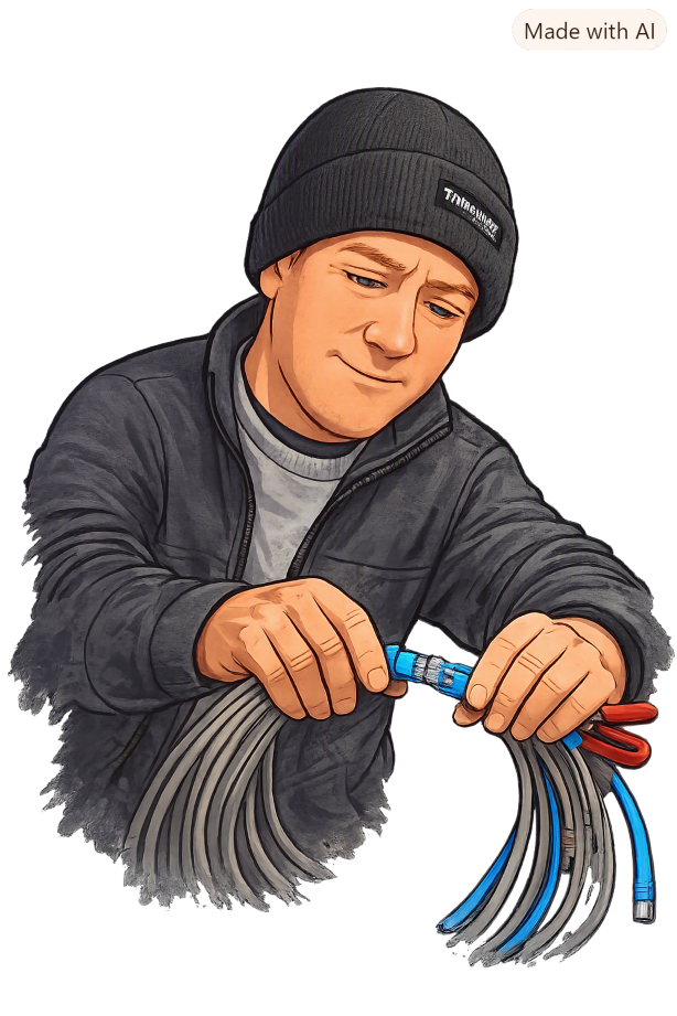 data cabling installation Kevin installing cat6 cables into a small home office