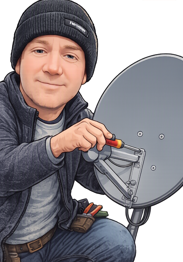 Satellite system installation Kevin installing a satellite dish for sky Q and Freesat- installing throughout Somerset, Wiltshire, Dorset and Bath